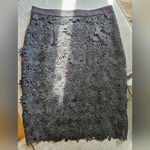 Milly 3D Black Floral Lace Skirt